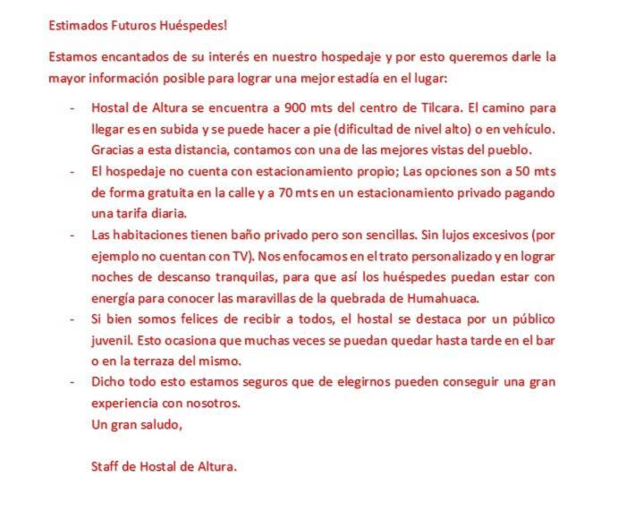 Hostal De Altura Tilcara Exteriér fotografie